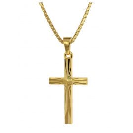 trendor 75438 Cross Pendant Gold 750 / 18K with Gold Plated Necklace