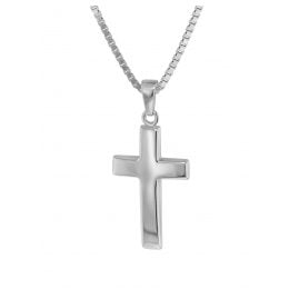 trendor 75440 Cross Pendant White Gold 585 / 14K with Silver Necklace