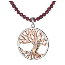 trendor 75516 Pendant Tree of Life Silver 925 + Garnet Necklace