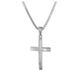 trendor 75549 Cross 21 mm White Gold 585 + Silver Necklace for Women