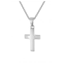 trendor 75691 Cross Pendant for Children White Gold 333 + Silver Necklace