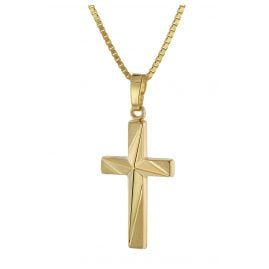 trendor 75785 Cross Pendant 375 Gold (9 Carat) + Gold Plated Necklace