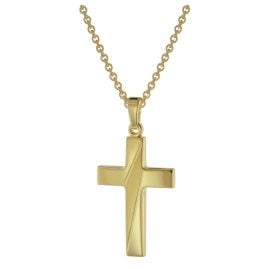 trendor 75814 Halskette mit Kreuz-Anhänger für Herren Gold auf Silber