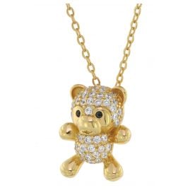 trendor 75854 Damen-Halskette Anhänger Teddy-Bär Gold auf Silber Zirkonias