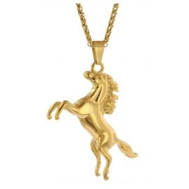 trendor 75886 Herren-Halskette Pferd Gold auf Edelstahl