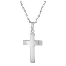 trendor 75966 Cross Pendant 21 mm White Gold 333 with Silver Necklace