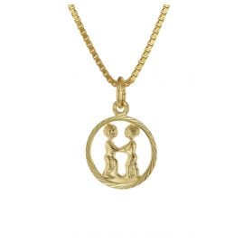 trendor 75990-06 Zodiac Sign Gemini 333 Gold + Gold-Plated Kids Necklace