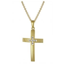 trendor 39018 Halskette mit Kreuz Gold auf Silber