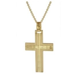 trendor 39020 Cross Pendant Necklace for Men Gold Plated Silver