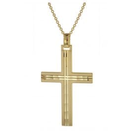 trendor 39022 Herren-Halskette mit Kreuz-Anhänger Gold auf Silber