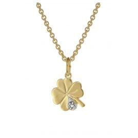 trendor 39026 Halskette für Mädchen mit Kleeblatt-Anhänger Gold auf Silber