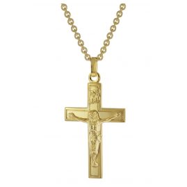 trendor 39042 Men's Cross Pendant Necklace Gold Plated Sterling Silver 925