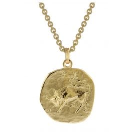 trendor 39070-05 Zodiac Sign Taurus Men's Necklace Gold Plated Silver 925