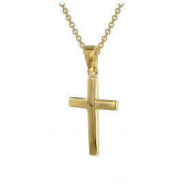trendor 39438 Gold 8K Cross Pendant on Gold-Plated Silver Necklace