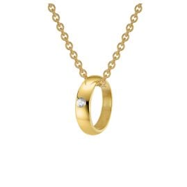 trendor 39475 Baptism Ring Pendant Gold 333 with Gold-Plated Silver Necklace