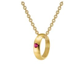trendor 39460 Baptism Ring Gold 333 with Ruby + Gold-Plated Silver Necklace