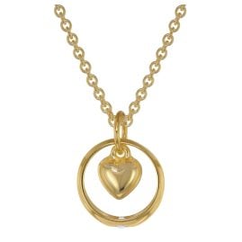 trendor 39470 Baptim Ring Pendant Heart 333 Gold + Gold-Plated Silver Necklace