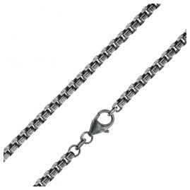 trendor 39510 Men's Necklace 925 Silver Oxidized Round Box Chain 50 cm