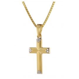 trendor 39524 Halskette mit Kreuz für Mädchen Gold 333/8 Karat Bicolor