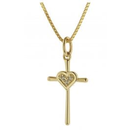 trendor 39678 Cross Pendant Gold 333 + Gold-Plated Silver Necklace