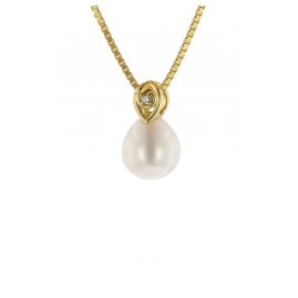 trendor 39679 Pendant Gold 333 with Diamond on Gold-Plated Silver Necklace