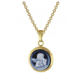 trendor 39715 Agate Gem Pendant 333 Gold with Gold-Plated Silver Necklace