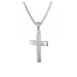 trendor 39910 Cross 21 mm White Gold 333/8K with Silver Necklace