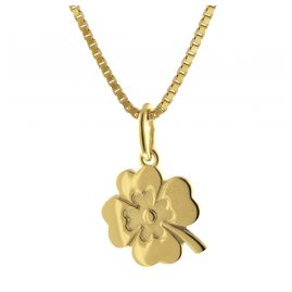 trendor 51087 Kids Clover Leaf Pendant 333 Gold + Gold-Plated Silver Chain