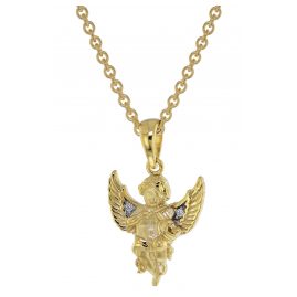 trendor 51136 Engel Anhänger Gold 333 / 8K + vergoldete Silberkette für Kinder