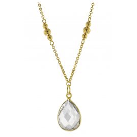 trendor 51179 Women's Necklace Gold Plated Silver 925 with Bevelled Quartz