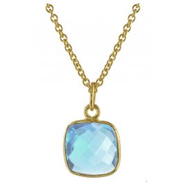 trendor 51180 Ladies' Necklace Gold Plated Silver 925 with Light Blue Quartz