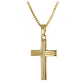 trendor 51203 Cross Pendant Gold 333 / 8K with Gold-Plated Silver Necklace