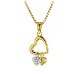 trendor 51317 Halskette mit Herz-Anhänger Gold auf Silber 925 Bicolor