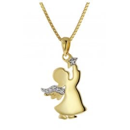 trendor 51372 Angel Pendant Gold 333 / 8K + Gold-Plated Silver Necklace