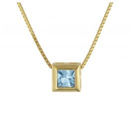 trendor 51700-02 Pendant 333 Gold synth. Aquamarine + Gold-Plated Chain