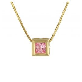trendor 51700-04 Pendant 333 Gold with Pink Cubic Zirconia + Gold-Plated Chain