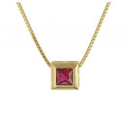 trendor 51700-07 Pendant 333 Gold, synth. Garnet + Gold-Plated Silver Chain