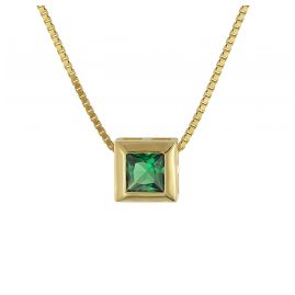 trendor 51700-08 Gold Pendant 333 with synth. Emerald + Gold-Plated Chain