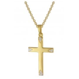 trendor 51825 Cross Pendant Two-Tone Gold 585 with Gold-Plated Silver Chain