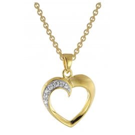 trendor 51816 Heart Pendant 333 / 8K Gold with Gold-Plated Silver Necklace