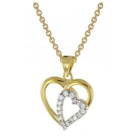 trendor 51830 Heart Pendant 585 Gold Cubic Zirconia with Gold-Plated Chain