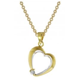 trendor 51834 Heart Pendant Cubic Zirconia 585 Gold with Gold-Plated Chain