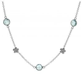 trendor 51347 Ladies' Necklace 925 Sterling Silver Necklace With Blue Quartz