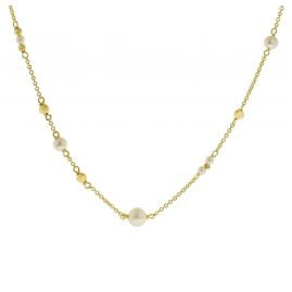 trendor 51351 Halskette für Damen 925 Silber Goldplattiert mit Süßwasserperlen