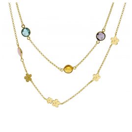 trendor 51352 Necklace For Women 925 Silver Gold-Plated 2-Row Necklace