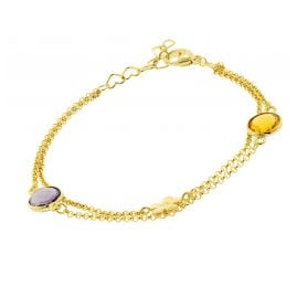 trendor 51353 Armband für Damen 925 Silber Goldplattiert 2-reihige Armkette