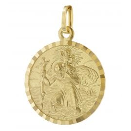 trendor 51955 Saint Christopher Gold 585 (14K) Patron Saint Pendant 16 mm