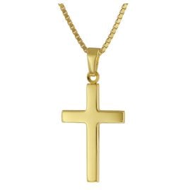 trendor 41115 Kreuz für Damen und Herren Gold 585 mit Vergoldeter Silberkette