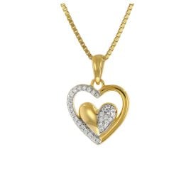 trendor 41206 Damen-Halskette mit Anhänger Gold auf Silber Herz mit Zirkonia