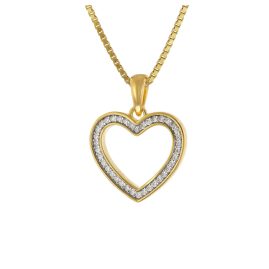 trendor 41210 Damen-Halskette Herz-Anhänger mit Zirkonia 15 mm Gold auf Silber